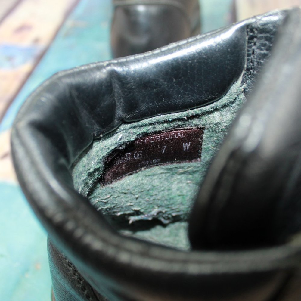 LL BEAN Lace Up Combat Ankle Boots Black Size 7 W - Picture 7 of 9